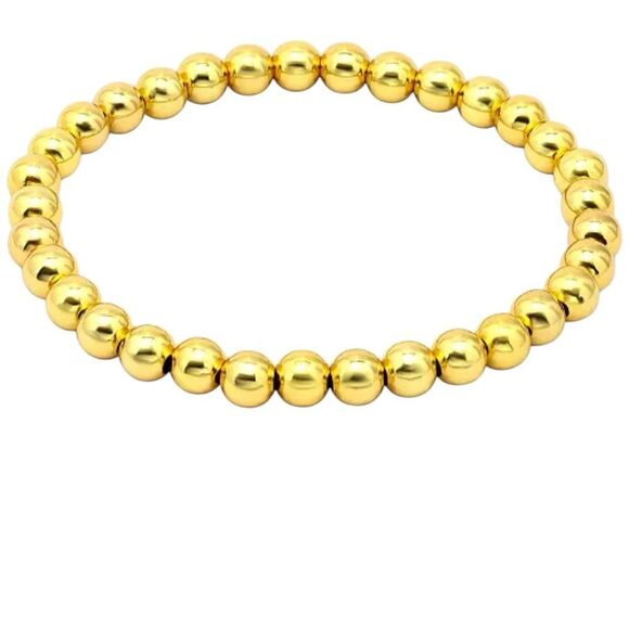 Giani Bernini polished beaded stretch bracelet 6mm in 18k gold over sterling - Picture 1 of 5